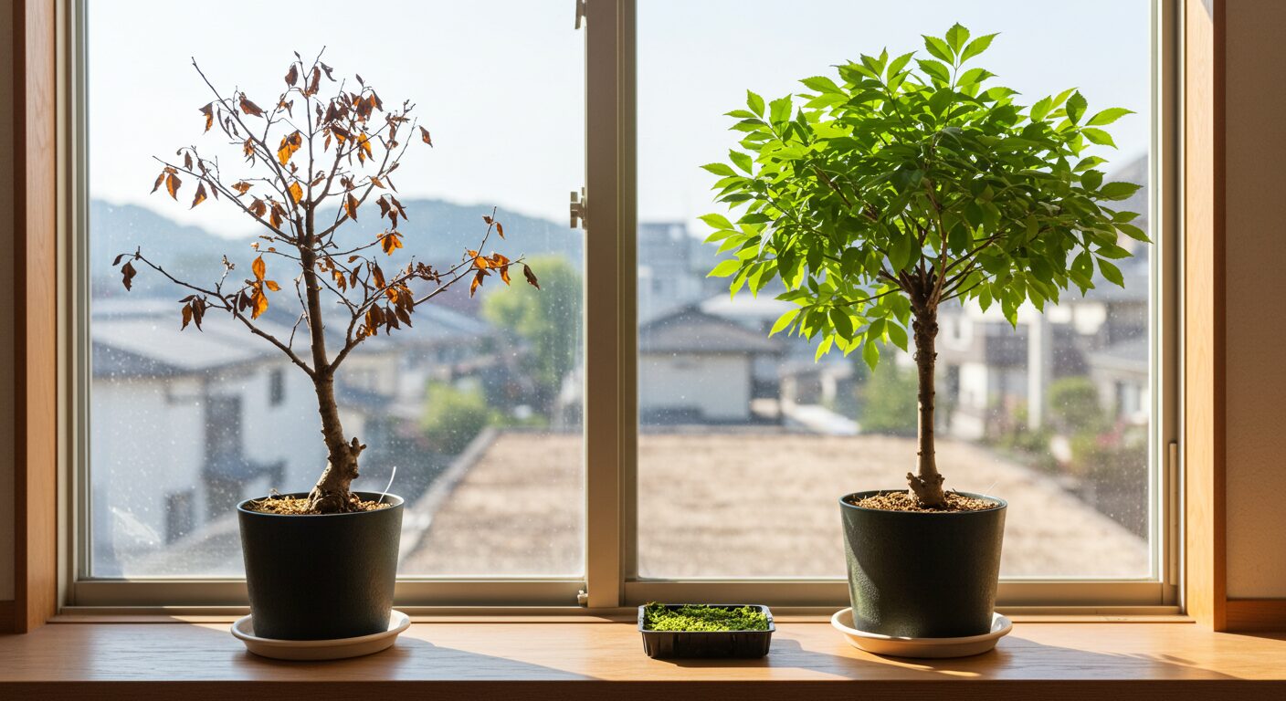 枯れた榊と新しい榊