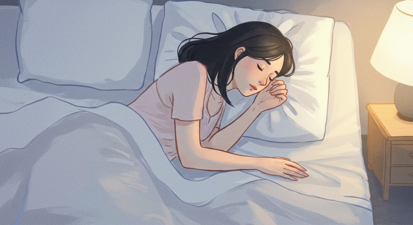 北枕で安らかに眠る女性