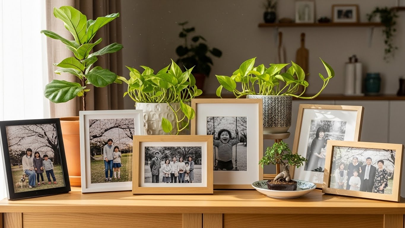 風水的におすすめのリビングの家族写真インテリア