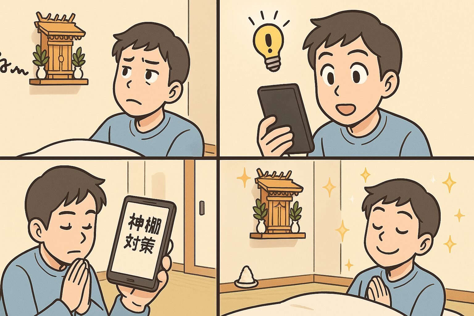 神棚の前で寝る