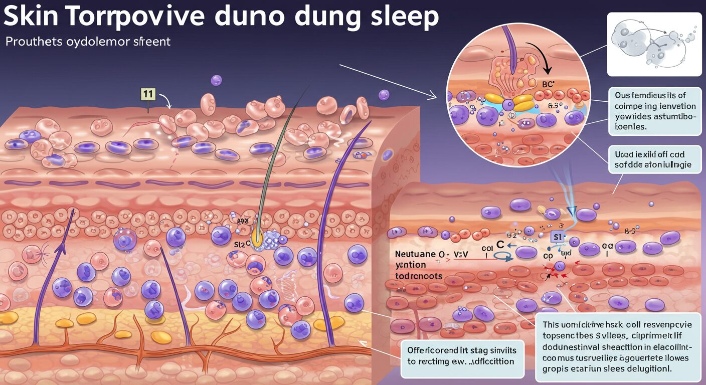 睡眠中の肌のターンオーバーを科学的に示すイラスト