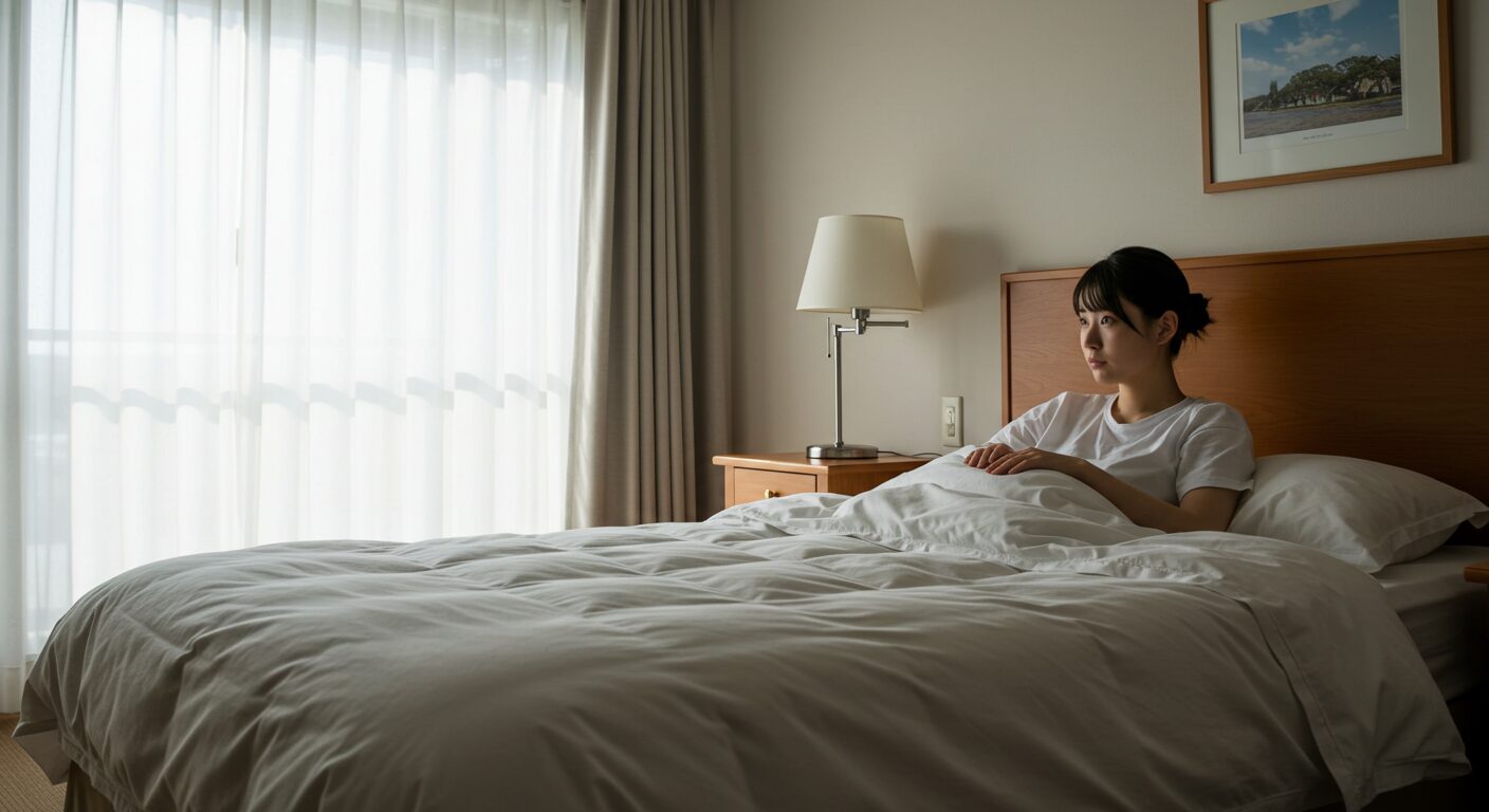 朝日が差し込む、穏やかで安心感のある寝室のイメージ
