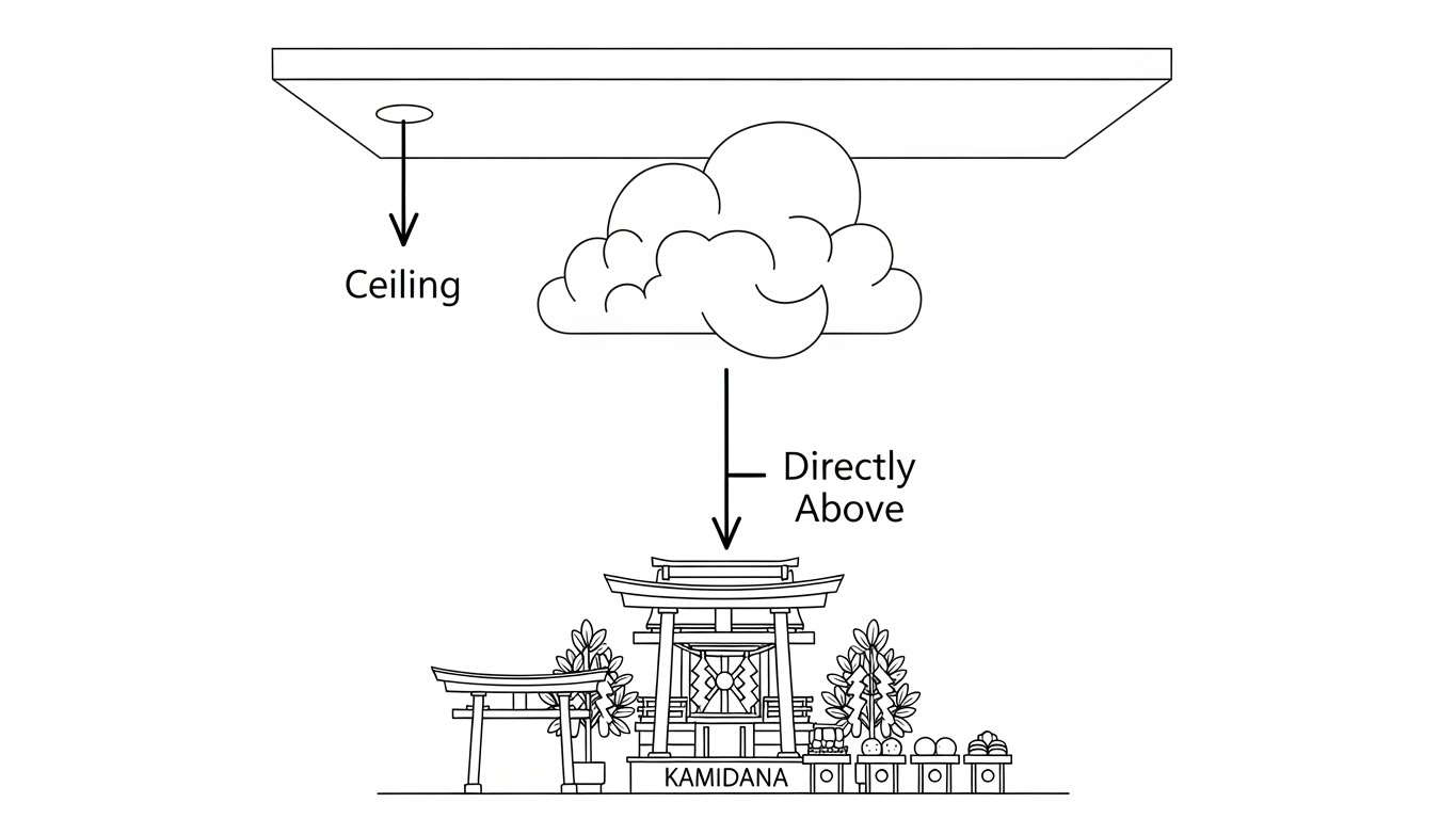 神棚の雲を貼る正しい位置の図解