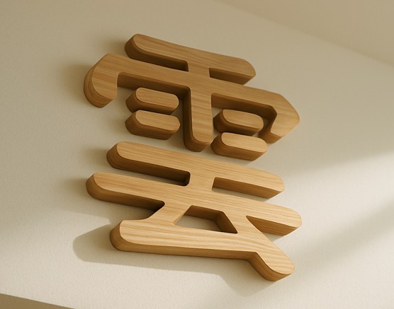 木製の高級感ある雲の切り文字