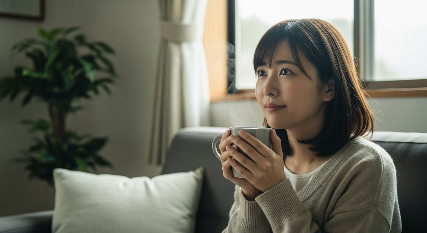 日々の暮らしの中に幸せを見つける若い日本人女性