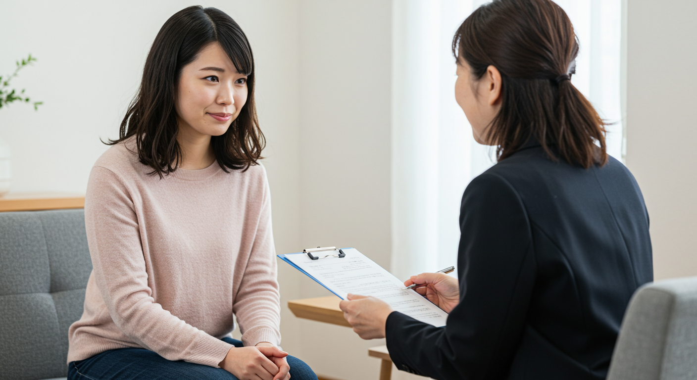 悩みが解消され安心する女性