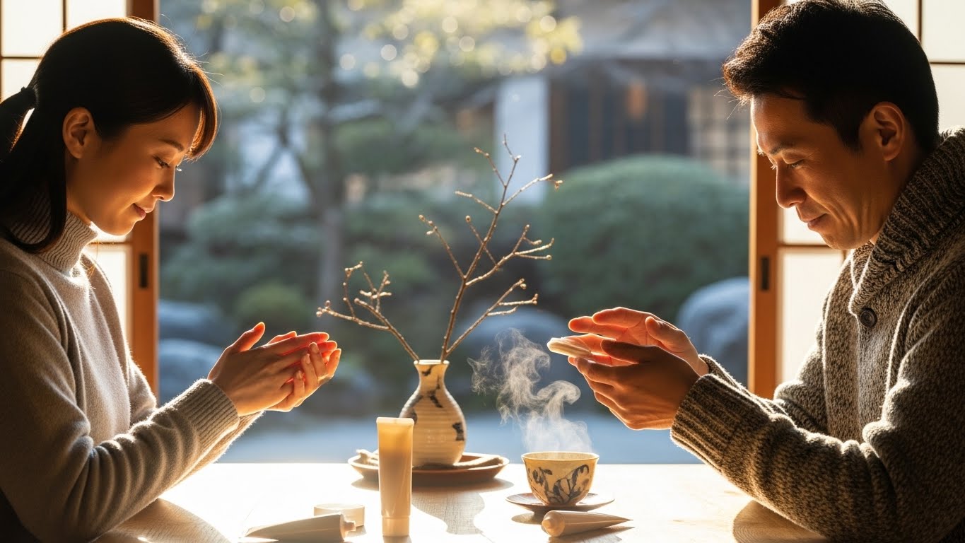 手の保湿ケアを行う様子