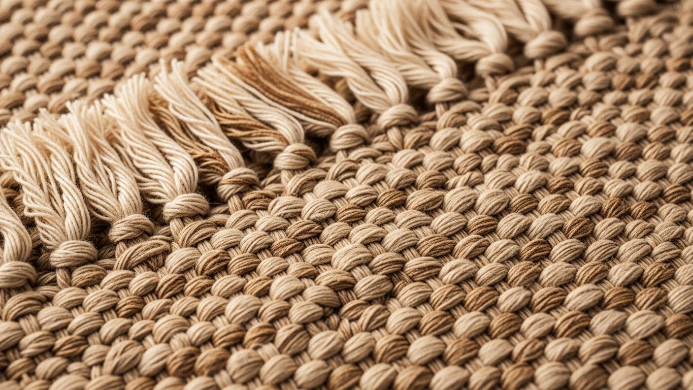 天然素材(コットンやリネン)の温かみのあるマットのアップ