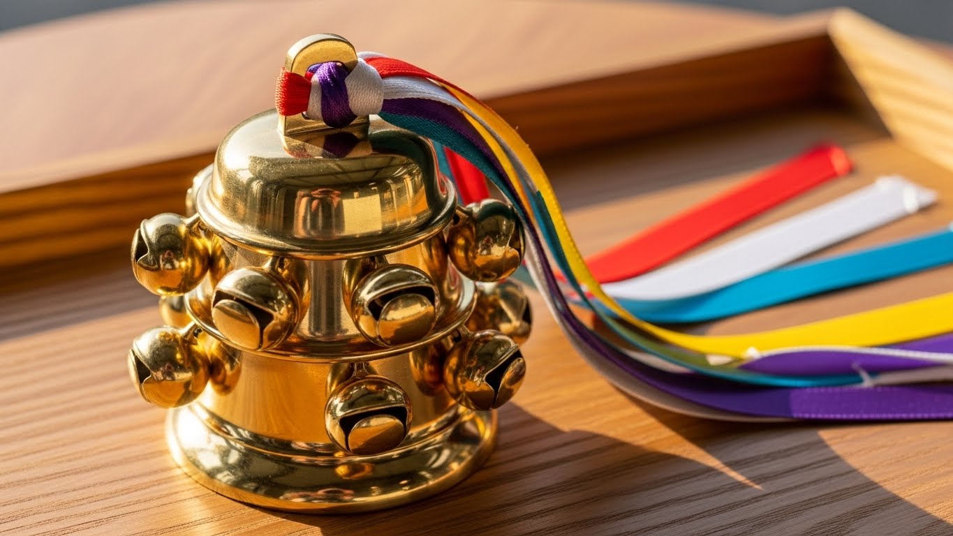 神棚の横に置かれた神楽鈴