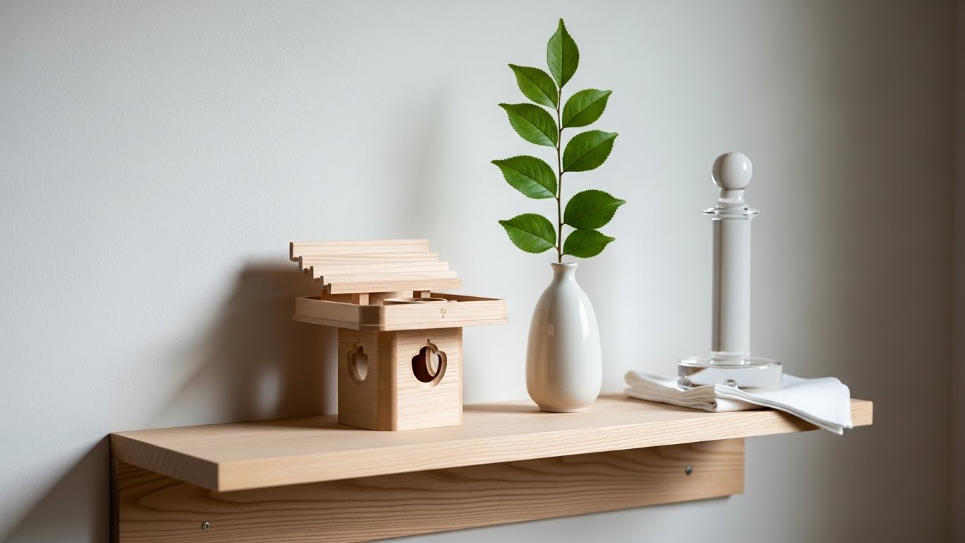 棚に飾られた榊とクリスタルチューナー