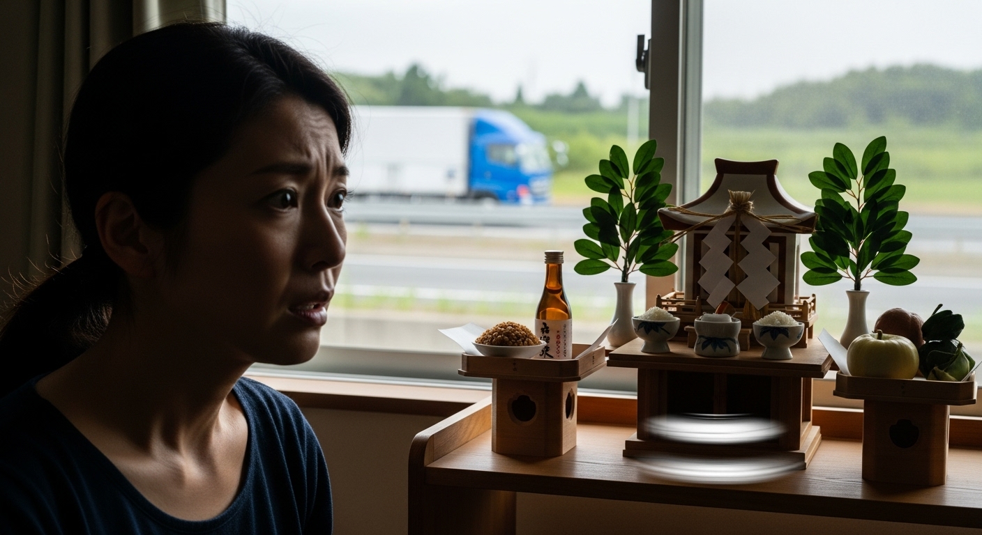 道路の振動が伝わって神棚がカタカタ鳴る仕組みに困惑する日本人女性