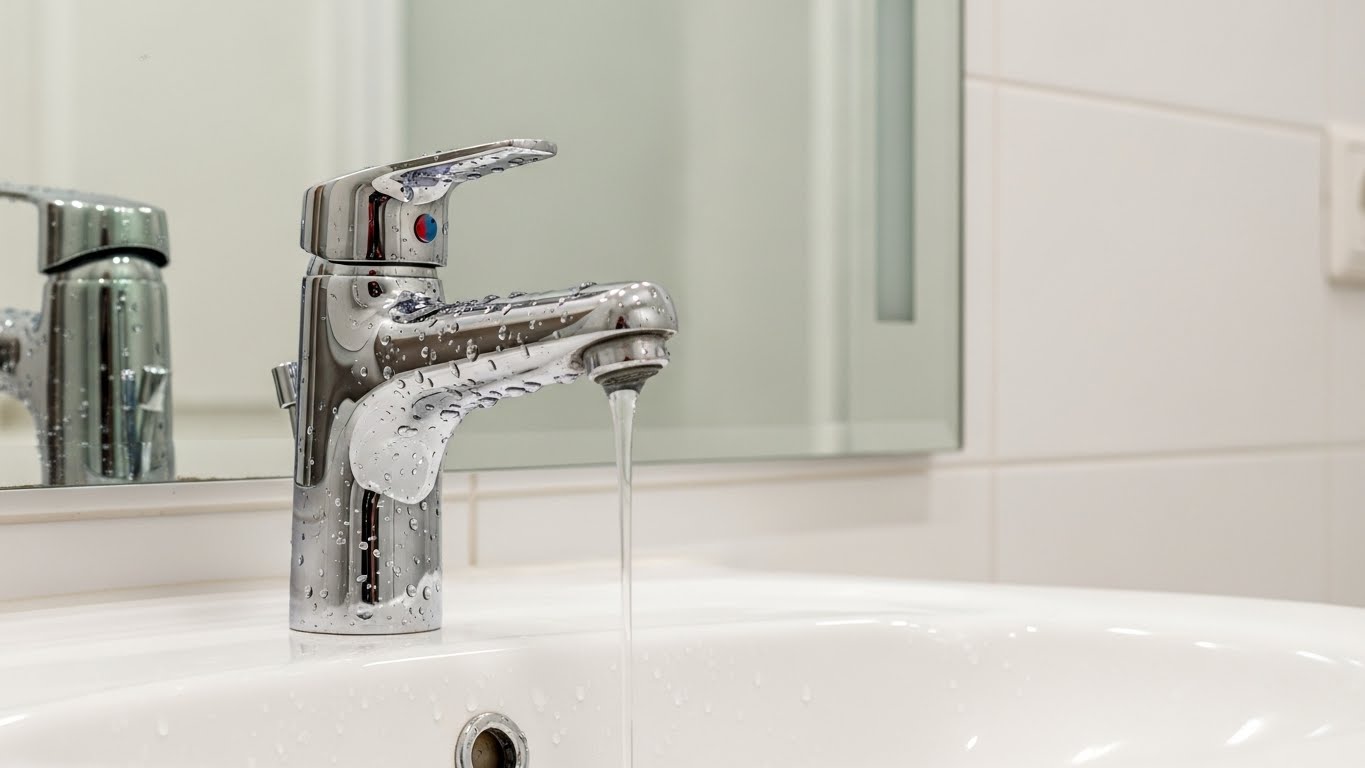 ピカピカに磨かれた蛇口と鏡