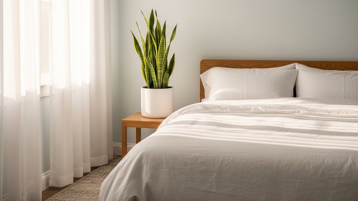 寝室の空気を浄化するサンスベリア