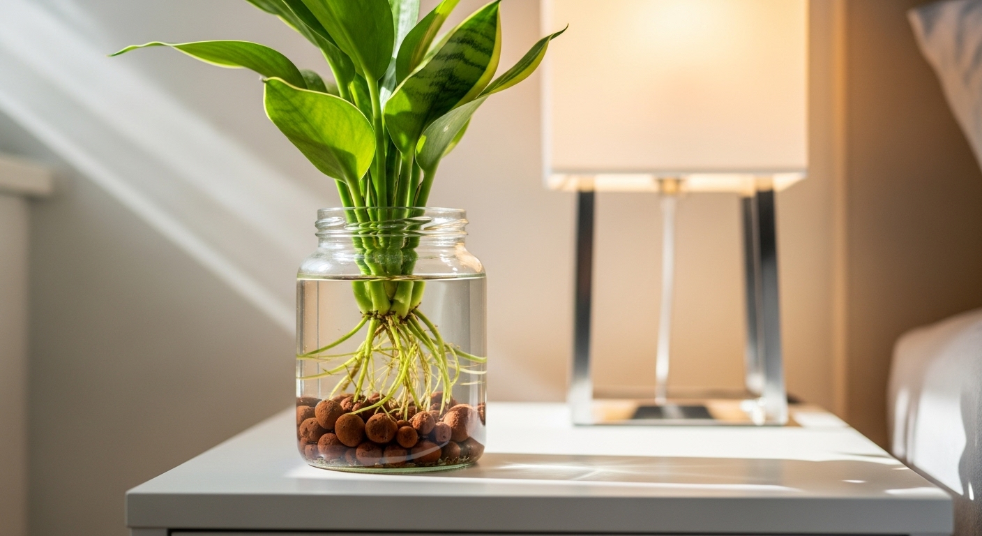 清潔なハイドロカルチャーの観葉植物