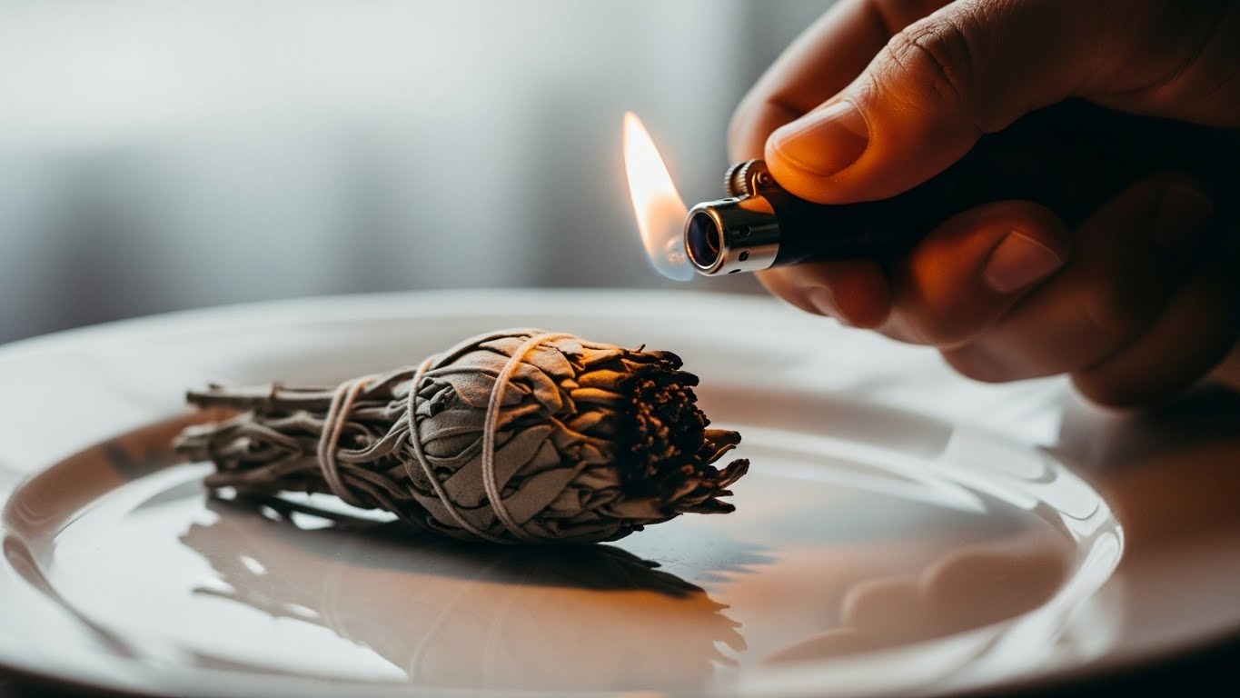 ホワイトセージに火をつける手順