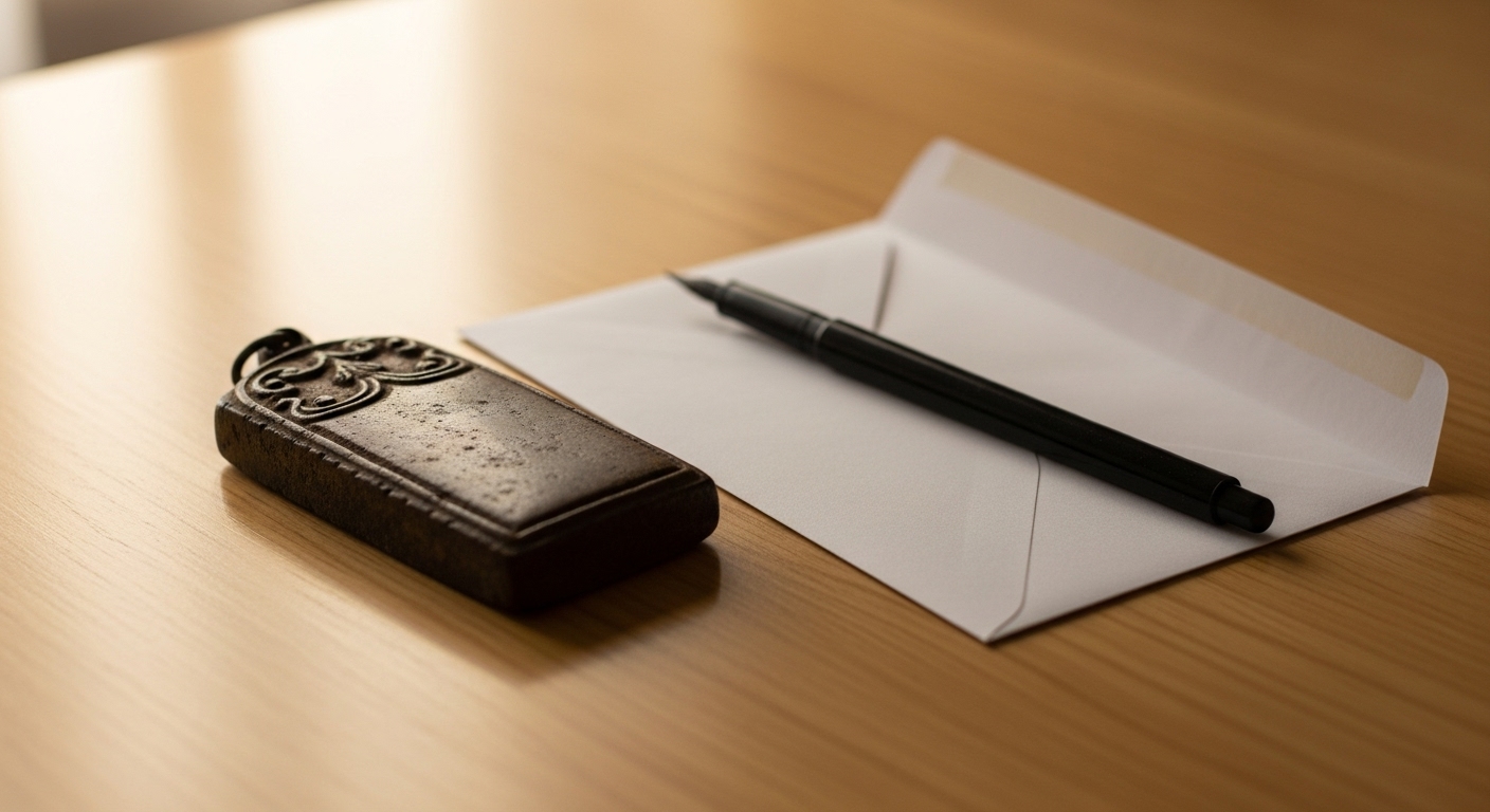 古いお守りを郵送返納するために準備する様子