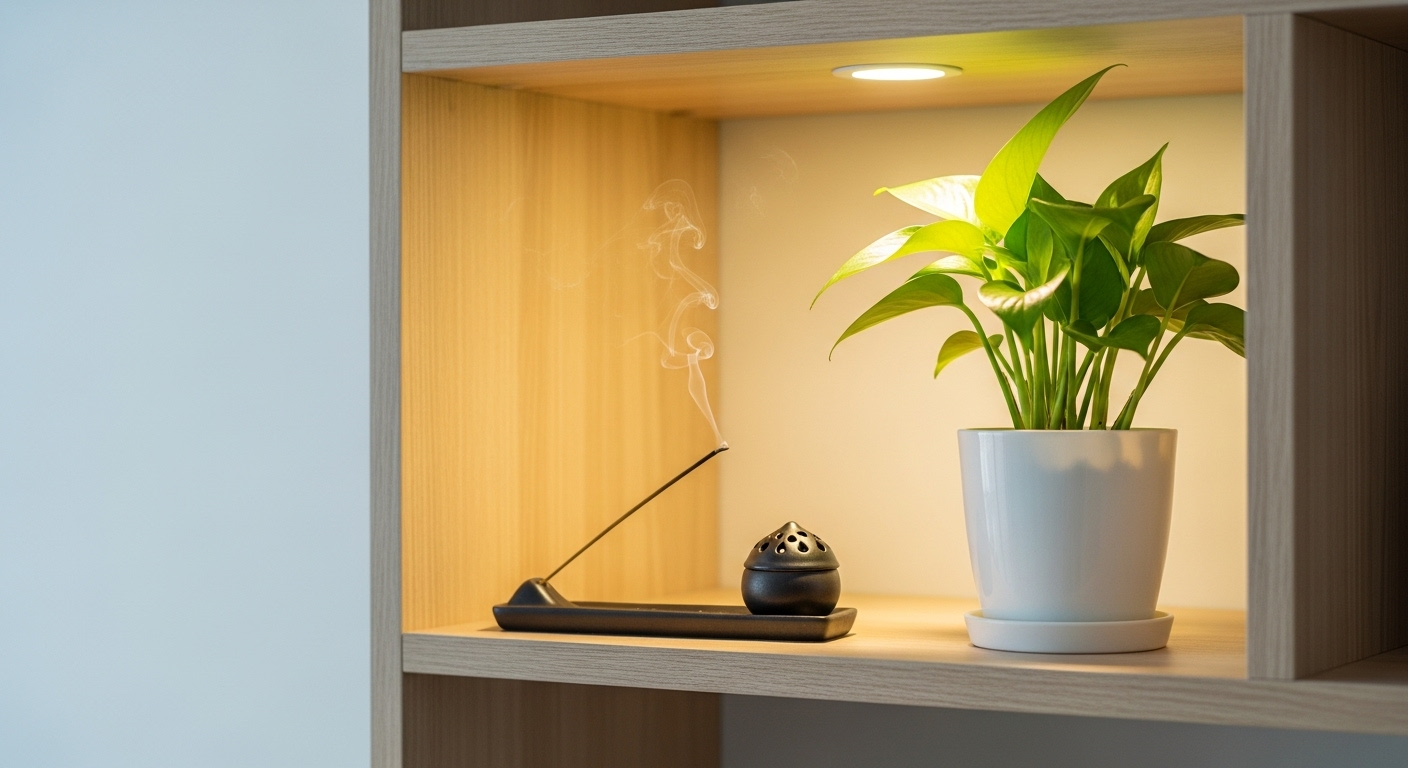 お守りをお返しした後のスッキリした棚の風景